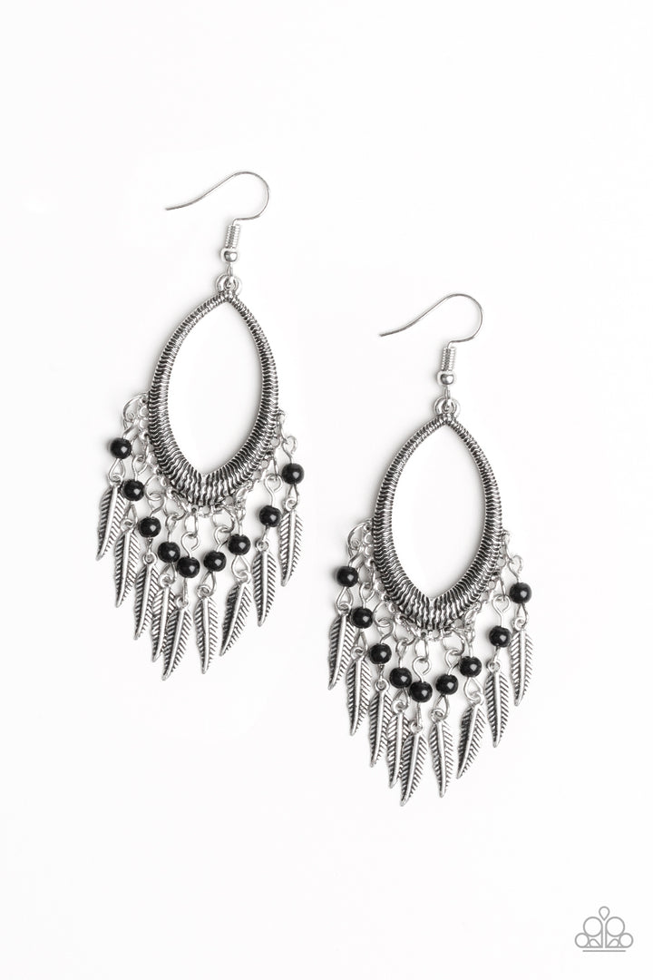 One Way Flight Black Earrings